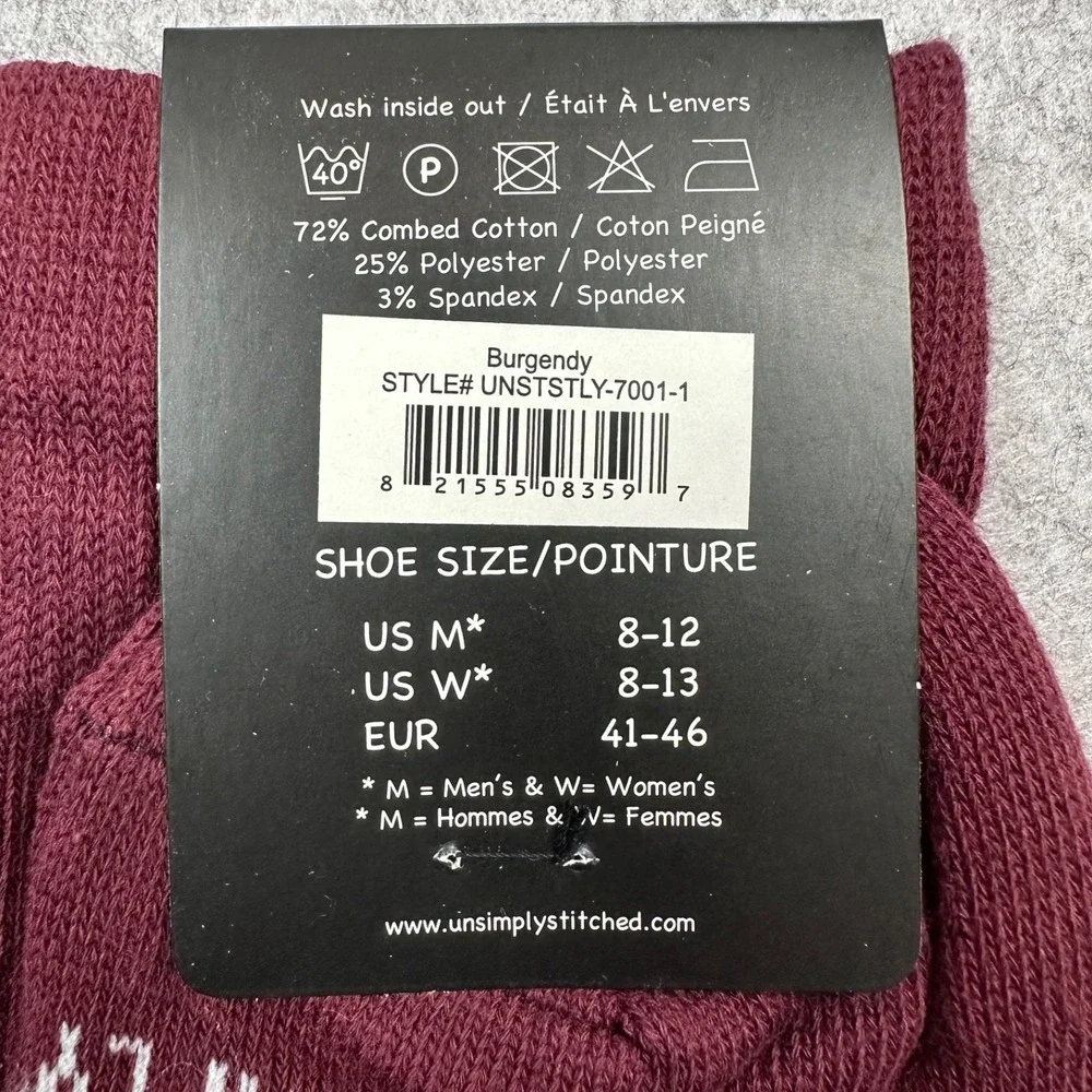 UNSIMPLY STITCHED Novelty Socks 2-Pairs Grey Blue Bird‎ & Burgundy Houndstooth